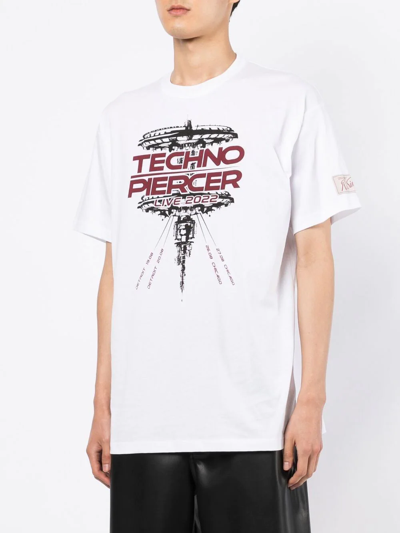 Shop Raf Simons Graphic-print Cotton T-shirt In Weiss