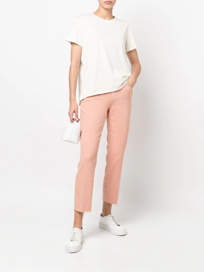 L Agence Sada Mid-rise Frayed Cropped Jeans In Pink