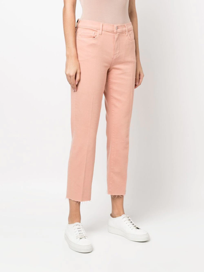 L Agence Sada Mid-rise Frayed Cropped Jeans In Pink