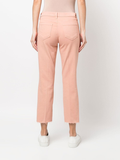 L Agence Sada Mid-rise Frayed Cropped Jeans In Pink