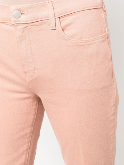 L Agence Sada Mid-rise Frayed Cropped Jeans In Pink