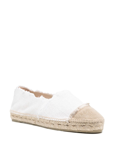 Shop Castaã±er Raw-cut Contrast-toe Espadrilles In White