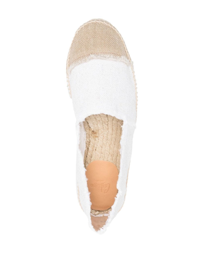 Shop Castaã±er Raw-cut Contrast-toe Espadrilles In White