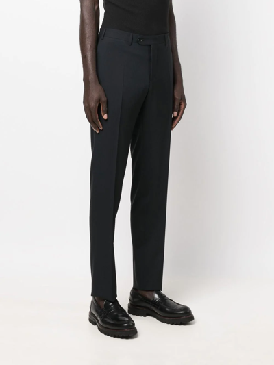 Canali Wool Tailored Trousers In Blue