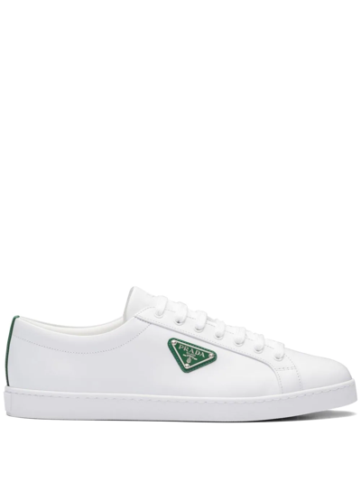 Shop Prada Logo-plaque Low-top Sneakers In White