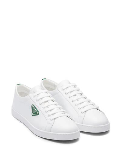 Shop Prada Logo-plaque Low-top Sneakers In White