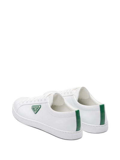 Shop Prada Logo-plaque Low-top Sneakers In White