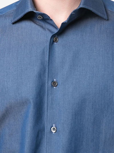 Shop Corneliani Long-sleeve Denim Shirt In Blue