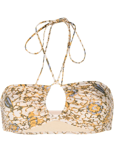 Shop Ulla Johnson Formentara Citrus-print Bikini Top In Nude