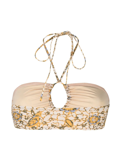Ulla Johnson Formentara Citrus-print Bikini Top In Nude