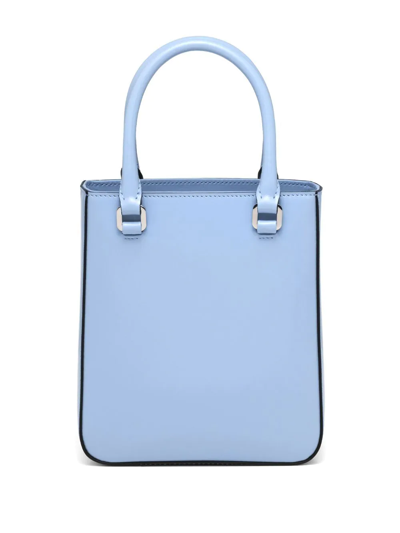Shop Prada Small Brushed Tote Bag In Blue