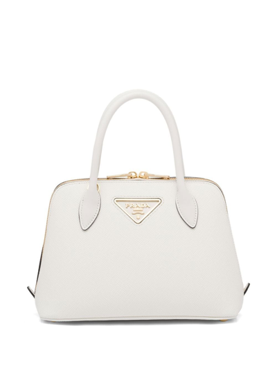 Prada Promenade Saffiano Leather Bag In White