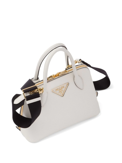Prada Promenade Saffiano Leather Bag In White