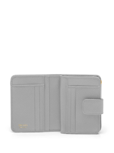 Prada Logo-plaque Saffiano Wallet In Grey