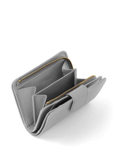Prada Logo-plaque Saffiano Wallet In Grey