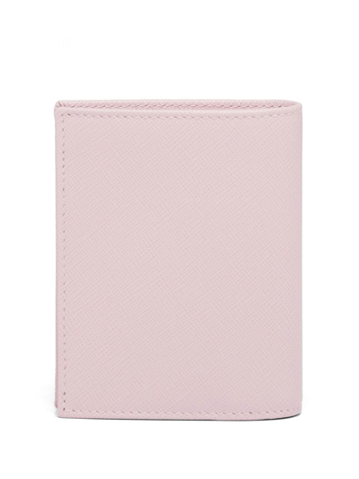 Shop Prada Triangle-logo Saffiano Wallet In Pink