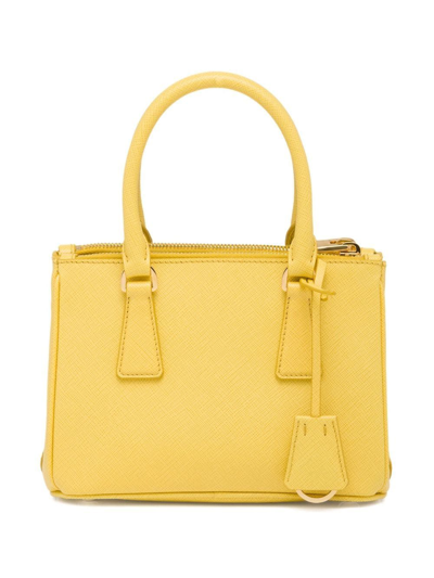 Shop Prada Galleria Leather Mini Bag In Yellow