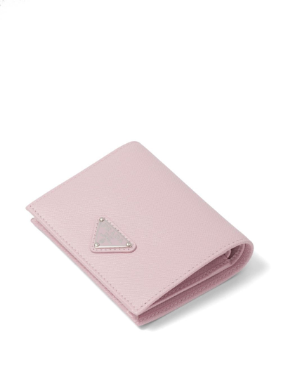 Shop Prada Triangle-logo Saffiano Wallet In Pink