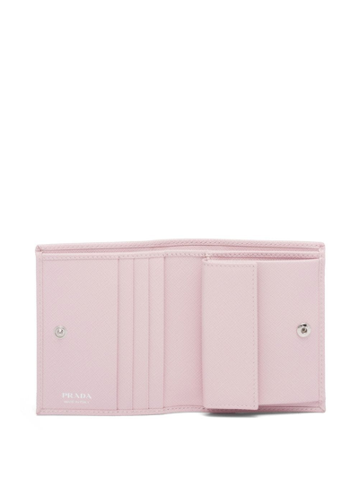 Shop Prada Triangle-logo Saffiano Wallet In Pink