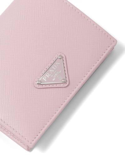 Shop Prada Triangle-logo Saffiano Wallet In Pink