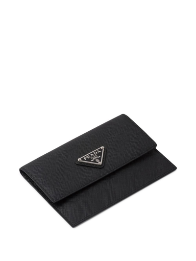 Prada Triangle-logo Document Holder In Black