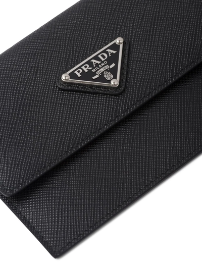 Prada Triangle-logo Document Holder In Black