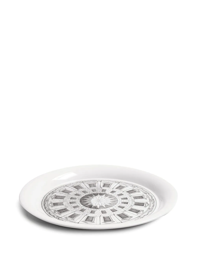Fornasetti Cortile Small Tray In Weiss