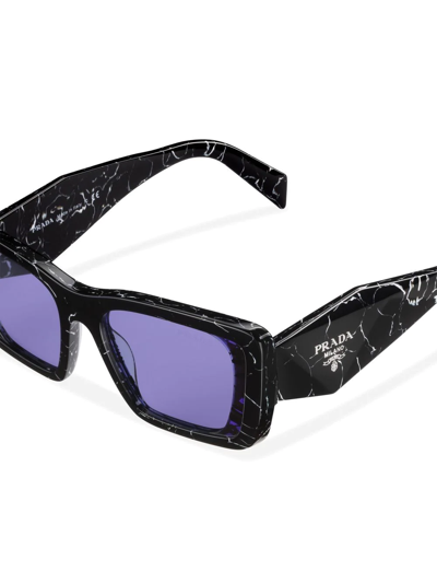 Shop Prada Symbole Rectangle-frame Sunglasses In Purple