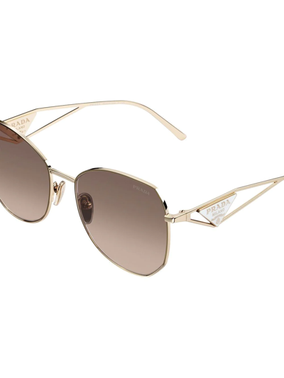 Prada Womens Gold Pr 57ys Aviator Steel And Polyamide Sunglasses In Gold
