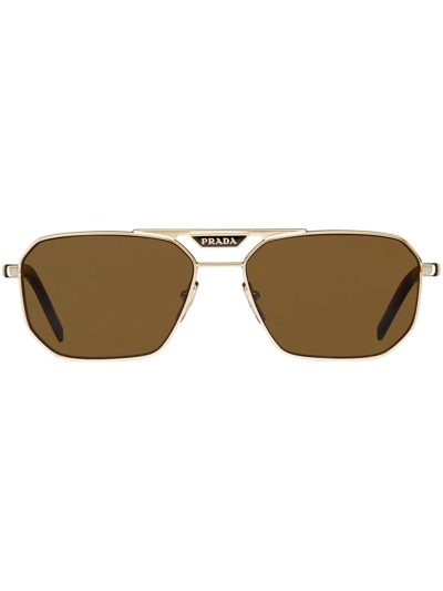 Shop Prada Symbole Pilot-frame Sunglasses In Brown