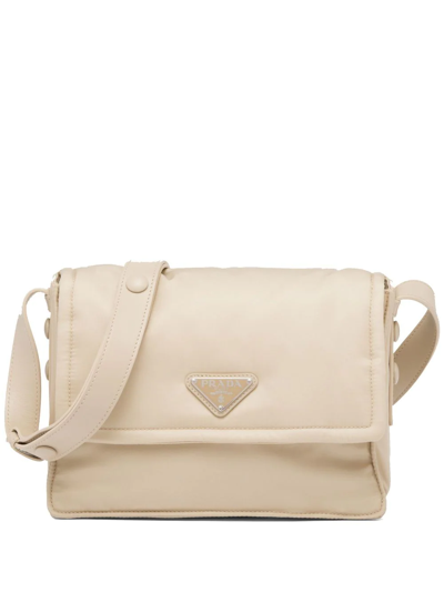 Shop Prada Small Padded Re-nylon Shoulder Bag In Neutrals