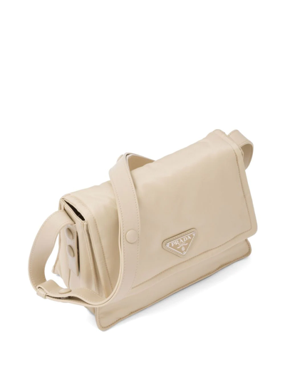 Shop Prada Small Padded Re-nylon Shoulder Bag In Neutrals