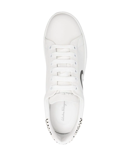 Shop Ferragamo Gancini-print Low-top Sneakers In White