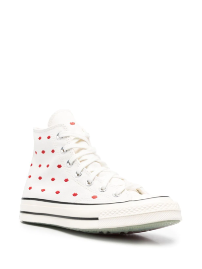 Shop Converse Chuck 70 Hi Embroidered-lips Sneakers In White