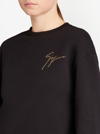 Shop Giuseppe Zanotti Sauvanne Crystal-logo Sweatshirt In Black