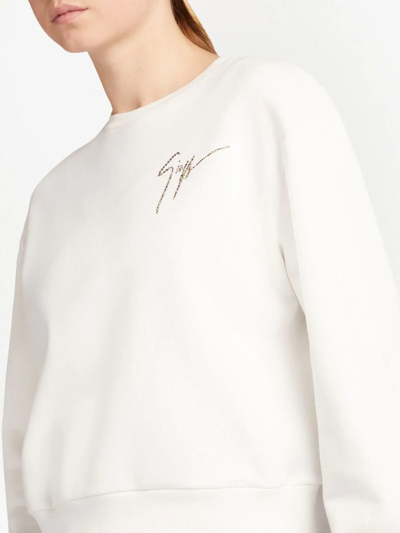 Shop Giuseppe Zanotti Sauvanne Crystal-logo Sweatshirt In White