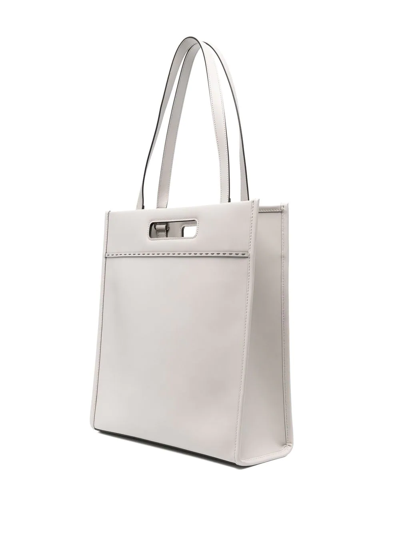 Shop Fendi N-s Embossed Logo Tote Bag In Grey