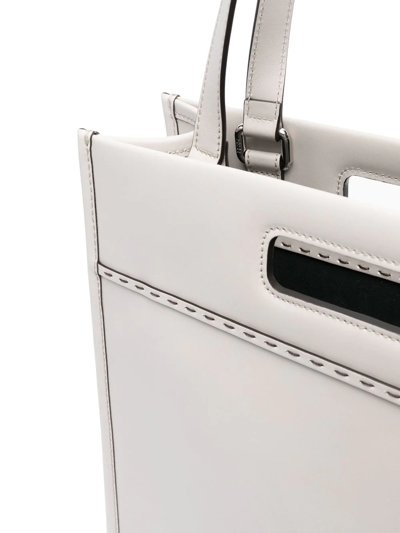 Shop Fendi N-s Embossed Logo Tote Bag In Grey
