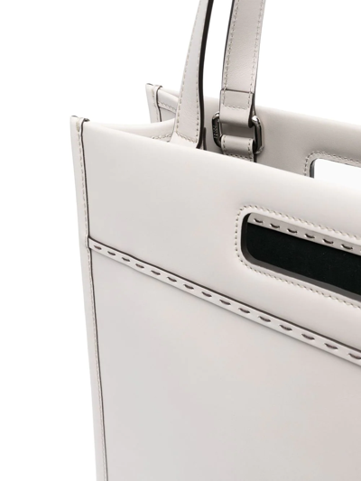 Fendi N-s Embossed Logo Tote Bag In Grey