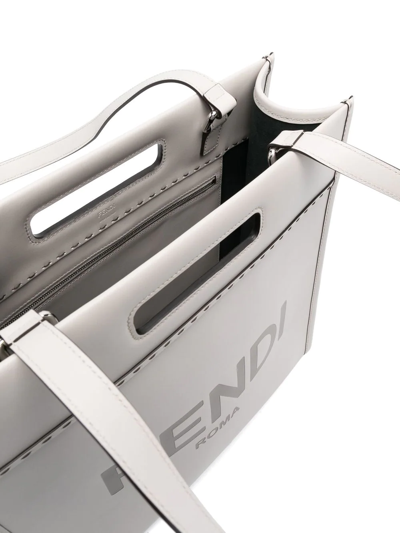 Fendi N-s Embossed Logo Tote Bag In Grey