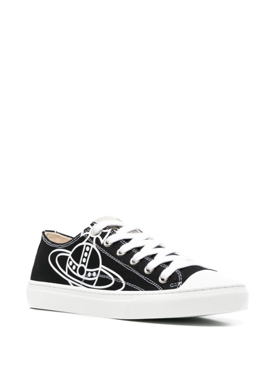 Shop Vivienne Westwood Orb-print Low-top Sneakers In Black