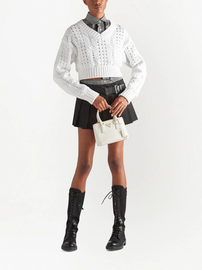 Shop Prada Galleria Leather Mini Bag In White
