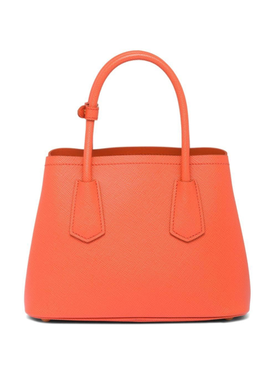 Shop Prada Double Saffiano Leather Tote Bag In Orange