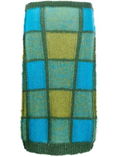 Shop Marni Mix-print Knit Skirt In Green