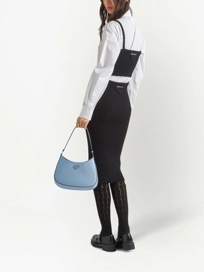 Shop Prada Cleo Leather Shoulder Bag In Blue