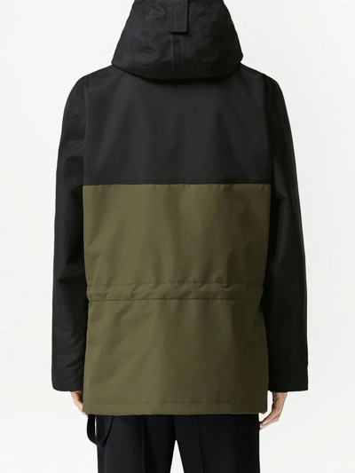 Shop Burberry Perforated Logo Two-tone Parka In Black