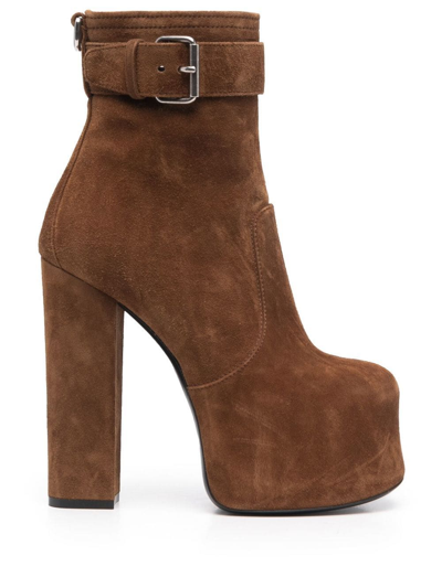 SAINT LAURENT PLATFORM SUEDE BOOTS 
