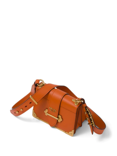 Shop Prada Cahier Shoulder Bag In Orange