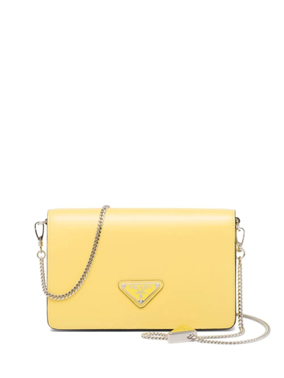 Shop Prada Triangle-logo Small Shoulder Bag In Yellow