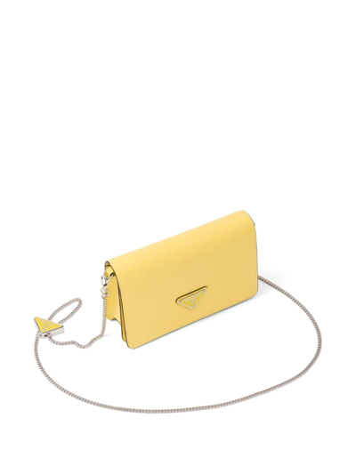 Shop Prada Triangle-logo Small Shoulder Bag In Yellow